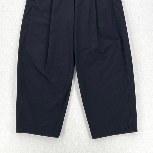 COS Pleated Barrel Leg Chino Pant Women 2 Navy Blue High Rise Crop Ankle Balloon - Picture 11 of 14